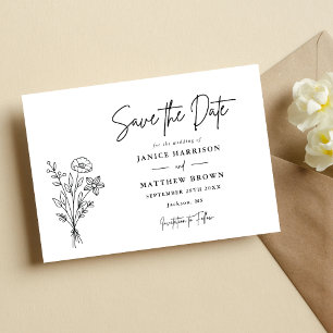 Boho-Minimalist Botanische Foto-Hochzeit Save The Date