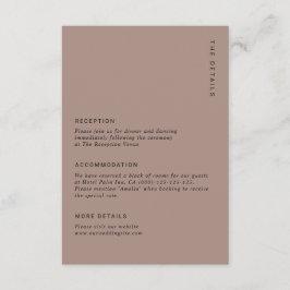 Boho-Minimalist Braune Moderne Hochzeitsdetails Begleitkarte