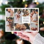 Boho Minimalist Christmas 7 Photo Collage Holiday Feiertagskarte<br><div class="desc">Showcase 7 of your favorite photos from the year with this elegant multi photo collage Christmas holiday card! This editable design features seven photos: three square images, three vertical rectangular photographs, and one horizontal rectangular picture. Nestled among the photos there is the holiday greeting of your choice and your family...</div>
