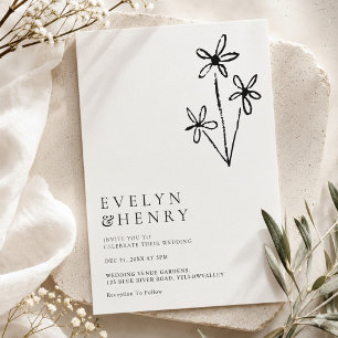 Boho-Minimalist Elegantes Chic-Hochzeit Einladung