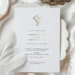 Boho-Minimalist Hochzeitseinladung Schwarz Weiß Folieneinladung