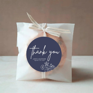 Boho-Minimalist-Hochzeitsgeschenk in Marineblau zu Runder Aufkleber