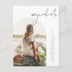 Boho-Minimalist-Kalligrafie-Bogen-Foto-Abschluss Einladungspostkarte