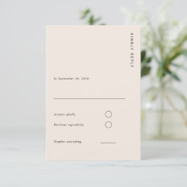 Boho Minimalist Light Beige Modern Simple Wedding RSVP Karte