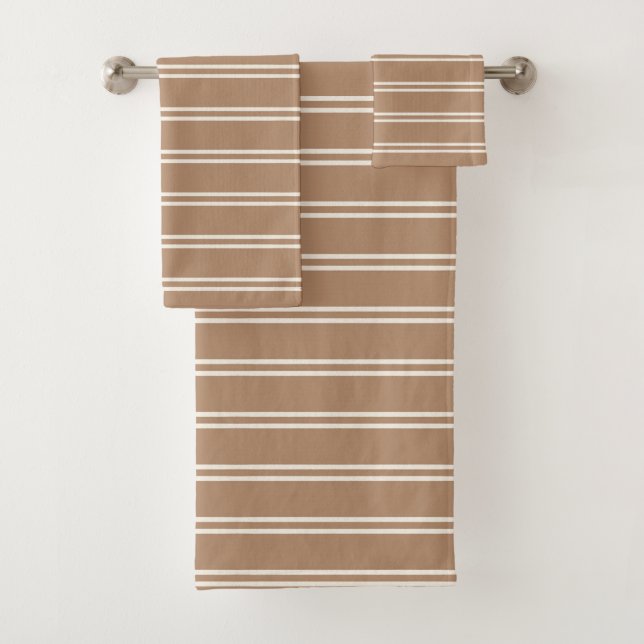 Boho Minimalist Modern Neutral Stripes Tan Brown (En situation)