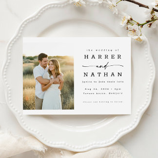 Boho-Minimalist-QR-Code-Foto-Hochzeit Einladung