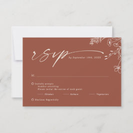 Boho Minimalist Terracotta Burnt Orange Wedding RSVP Karte