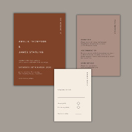 Boho-Minimalist Terrakotta-Herbst Hochzeit Einfach Einladung