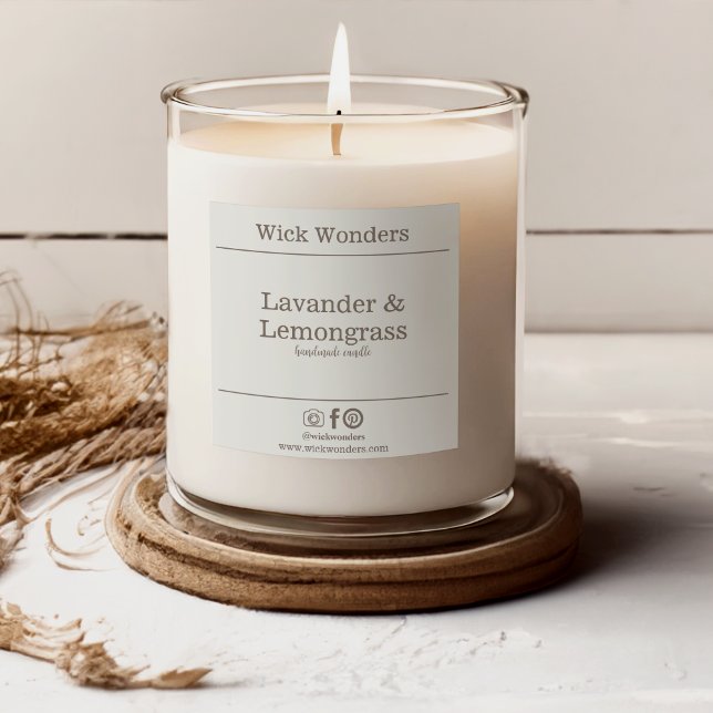 Boho Minimalistic Candle Making Label Quadratischer Aufkleber (Von Creator hochgeladen)