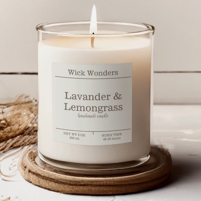 Boho Minimalistic Candle Making Label Quadratischer Aufkleber (Von Creator hochgeladen)