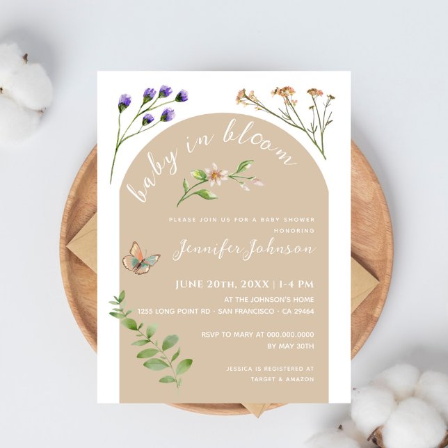 Boho Minimalistisch Baby in Bloom Floral Baby Dusc Postkarte (Von Creator hochgeladen)