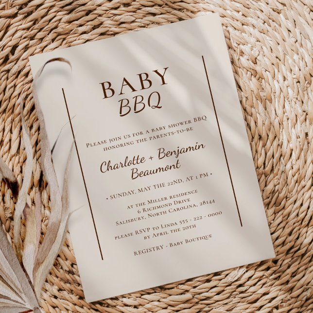 Boho Minimalistisch Beige Baby GRILLEN Baby Shower Einladung (Von Creator hochgeladen)
