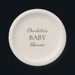 Boho Minimalistisch Beige Babydusche Papier Teller<br><div class="desc">Dieses minimalistisch-beige Baby Duschpapier Teller Design bietet eine harmonische Mischung aus minimalistischer Schlichtheit und klassischer Eleganz, die einen traditionellen und dennoch rustikalen Charme vereinen. In einer sanften Farbpalette mit neutralen Farbtönen, wie Beige und warmes Kaffeebraten. Ideal für diejenigen, die die schlichte Grazie einer böhmisch inspirierten Babydusche schätzen. Willkommen der Kleine...</div>