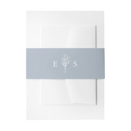 Boho Minimalistisch Botanicals Dusty Blue Wedding Einladungsbanderole