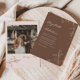 Boho Minimalistisch Botanicals Terracotta Hochzeit Einladung