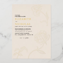 Boho Minimalistisch Botanicals Terracotta Hochzeit Folieneinladung