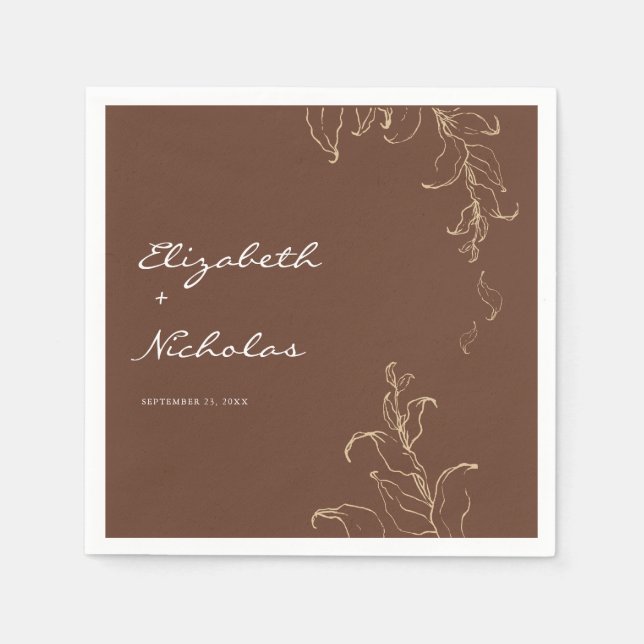 Boho Minimalistisch Botanicals Terracotta Hochzeit Serviette (Vorderseite)