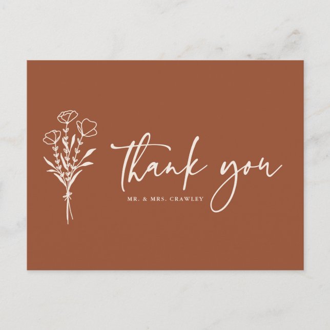 Boho Minimalistisch Botanicals Terracotta Vielen D Postkarte (Vorderseite)