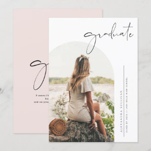 Boho Minimalistisch Calligraphy Arch Foto Abschlus Einladung
