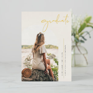 Boho Minimalistisch Calligraphy Arch Foto Abschlus Folieneinladung