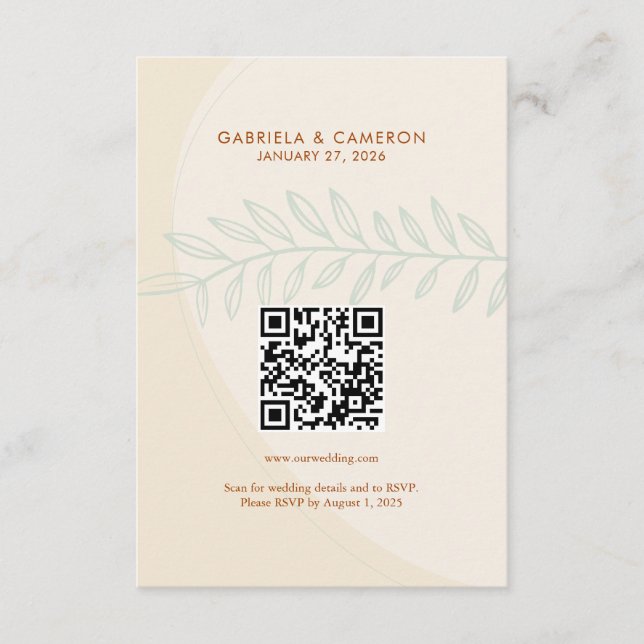 Boho Minimalistisch Earth Tones Wedding Begleitkarte (Vorderseite)