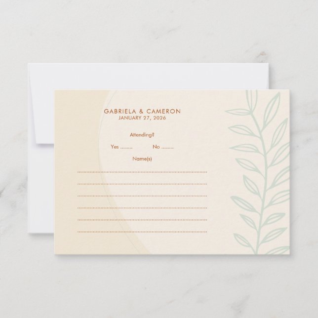 Boho Minimalistisch Earth Tones Wedding Response C RSVP Karte (Vorderseite)