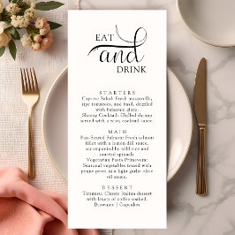 Boho Minimalistisch Eat and Drink Wedk Menu Cards Menükarte