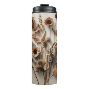 Boho Minimalistisch getrocknete Blumenkunst Printw Thermosbecher
