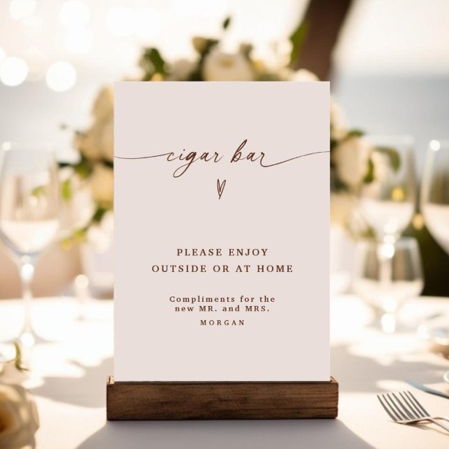 Boho Minimalistisch Gevor Cigar Bar Wedding Sign Poster (Von Creator hochgeladen)