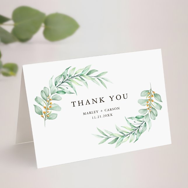 Boho Minimalistisch Greenerity Foliage Hochzeit ge Dankeskarte (Von Creator hochgeladen)