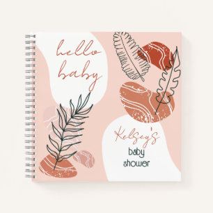 Boho Minimalistisch Hello Baby Dusche Blush Gästeb Notizbuch