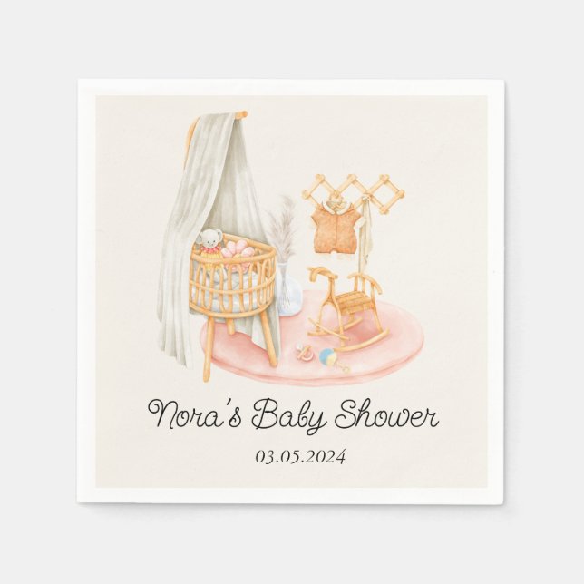 Boho Minimalistisch Kinderzimmer Girl Babydusche Serviette (Vorderseite)