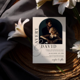 Boho Minimalistisch Modern Wedding Foto Arched Einladung
