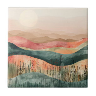 Boho Minimalistisch Mountain - Erthy Nature Inspir Fliese