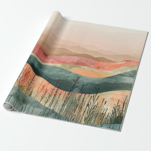 Boho Minimalistisch Mountain - Erthy Nature Inspir Geschenkpapier