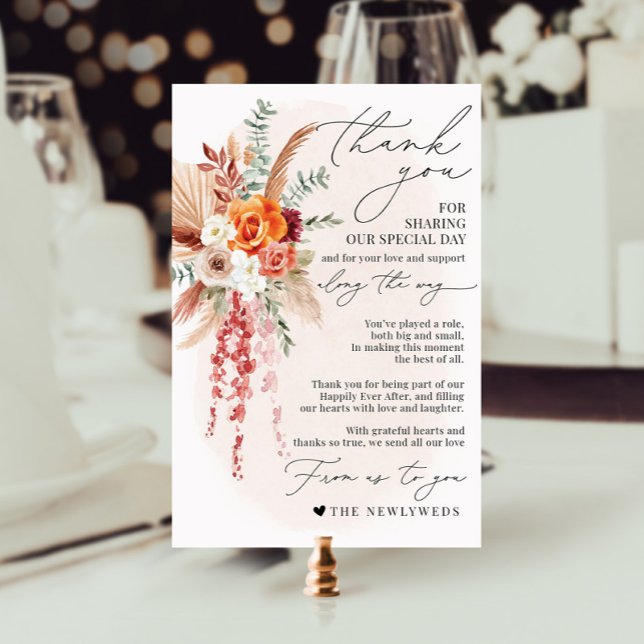 Boho Minimalistisch Napkin Dankeschön-Karte Menükarte (Von Creator hochgeladen)