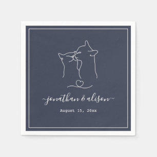 Boho Minimalistisch Navy Blue Verlobung Wedding Serviette