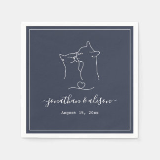 Boho Minimalistisch Navy Blue Verlobung Wedding Serviette