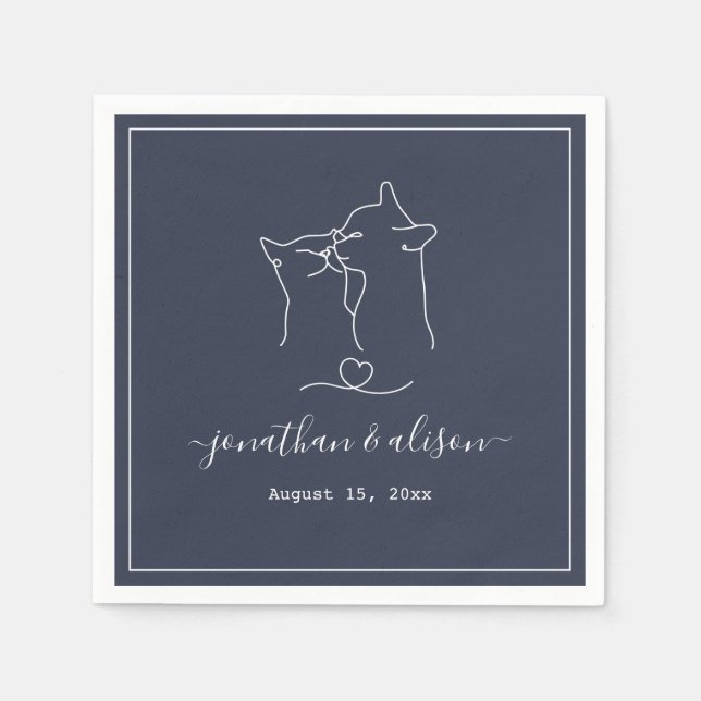 Boho Minimalistisch Navy Blue Verlobung Wedding Serviette (Vorderseite)
