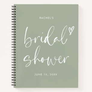 Boho Minimalistisch Sage Green Script Brautparty Notizbuch