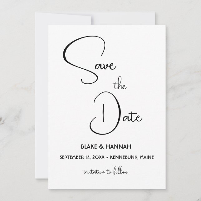 Boho Minimalistisch Save the Date Handgeschriebene Einladung (Vorderseite)