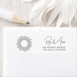 Boho Minimalistisch Script Sun Sketch-Rücksendeadr