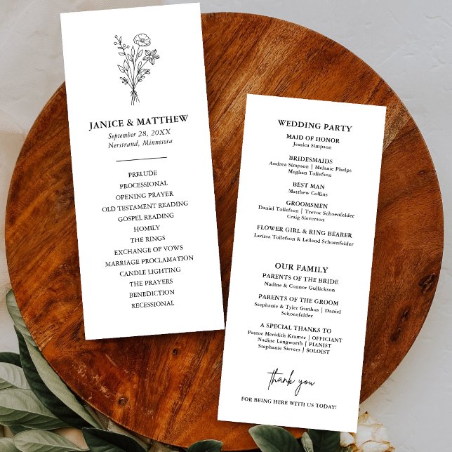 Boho Minimalistisch Simple Elegant Wedding Program (Von Creator hochgeladen)