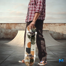 Boho Minimalistisch Skateboard - Earthy Geometric 