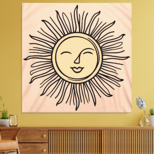 Boho Minimalistisch Sun Symbol Leinwand - Moderner
