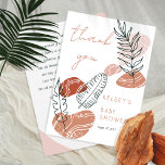 Boho Minimalistisch Terracotta | Blush Baby Dusche Dankeskarte<br><div class="desc">Minimalistisch dunkelgrüne Wald-Linie Kunst Grün kombiniert mit Schattierungen von Rosa und Terracotta Rock Formationen "danke" boho Baby Dusche Design. Composite Design von Holiday Hearts Designs.</div>
