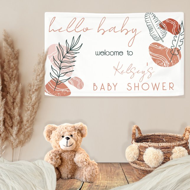 Boho Minimalistisch Terracotta Blush Hello Baby Du Banner (Von Creator hochgeladen)