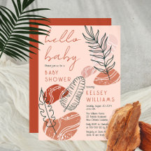 Boho Minimalistisch Terracotta Blush Hello Baby Du