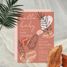 Boho Minimalistisch Terracotta Blush Hello Baby Du