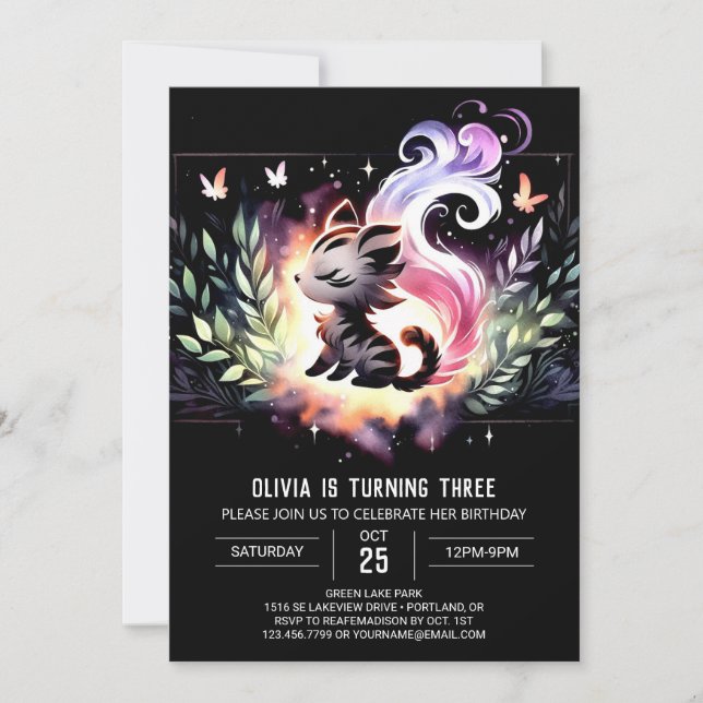 Boho Minimalistisch Tiger Birthday Einladung (Vorderseite)